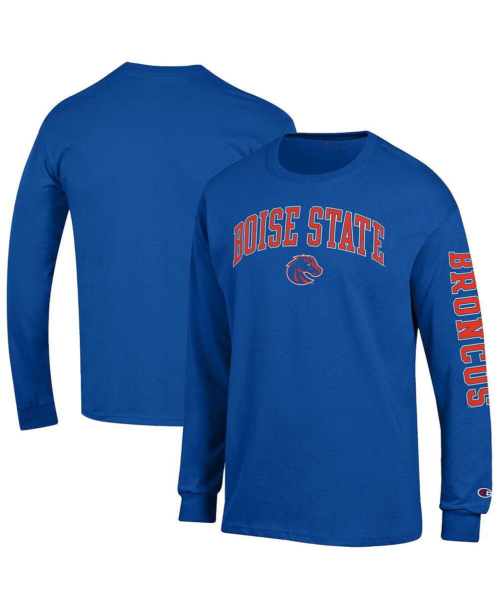 Мужская футболка Champion Royal Boise State Broncos Arch Over Logo 2-Hit Long sleeves