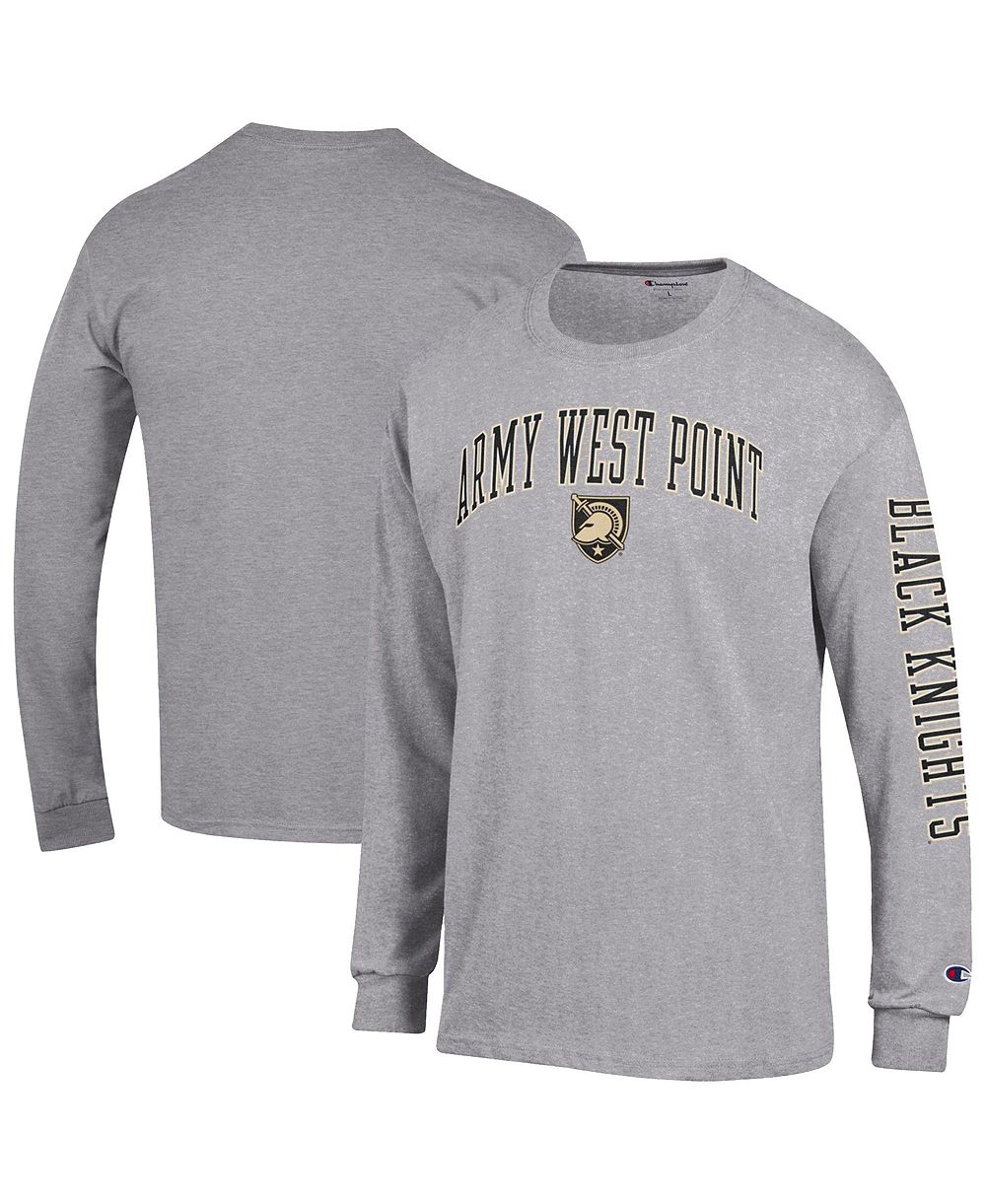 Champion Men's Heather Gray Army Black Knights Arch Over Logo 2-Hit Long Sleeve T-Shirt