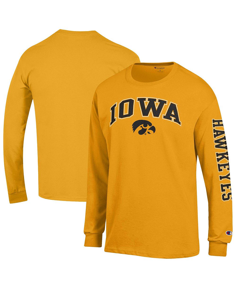 Мужская футболка Champion Gold Iowa Hawkeyes Arch Over Logo 2-Hit Long sleeves