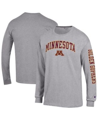 Champion Men's Heather Gray Minnesota Golden Gophers Arch Over Logo 2-Hit Long Sleeve T-Shirt