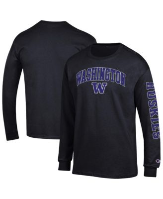 Champion Men's Black Washington Huskies Arch Over Logo 2-Hit Long Sleeve T-Shirt