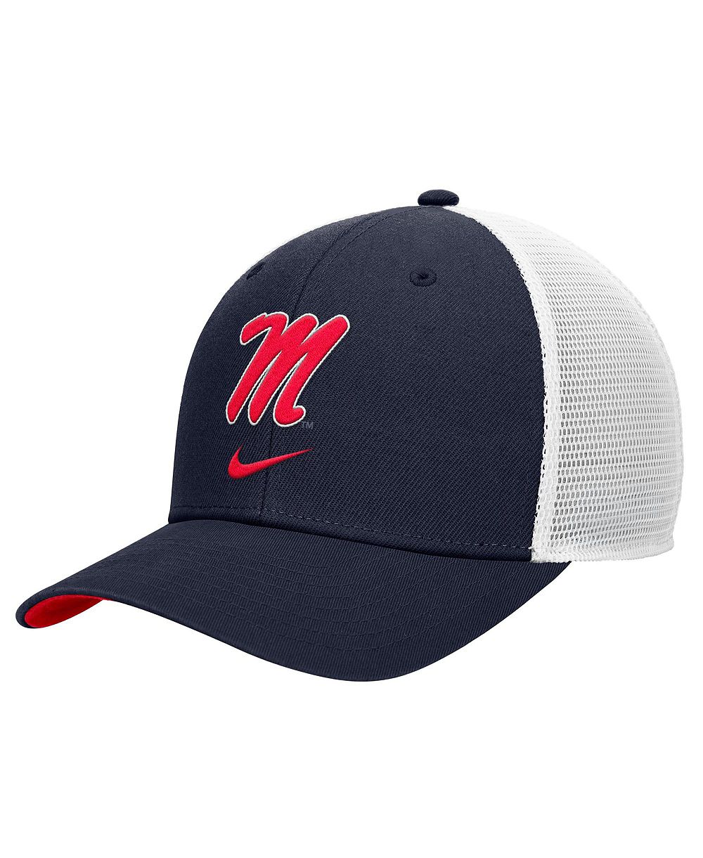 Мужская кепка Nike Navy Ole Miss Rebels Rise Trucker Dri-FIT Adjustable