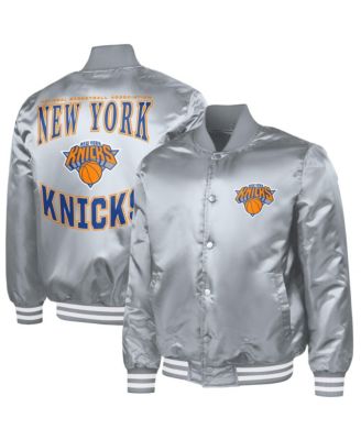 Мужская серая атласная куртка университетского стиля G-III Sports by Carl Banks New York Knicks Adaptive Bold Logo