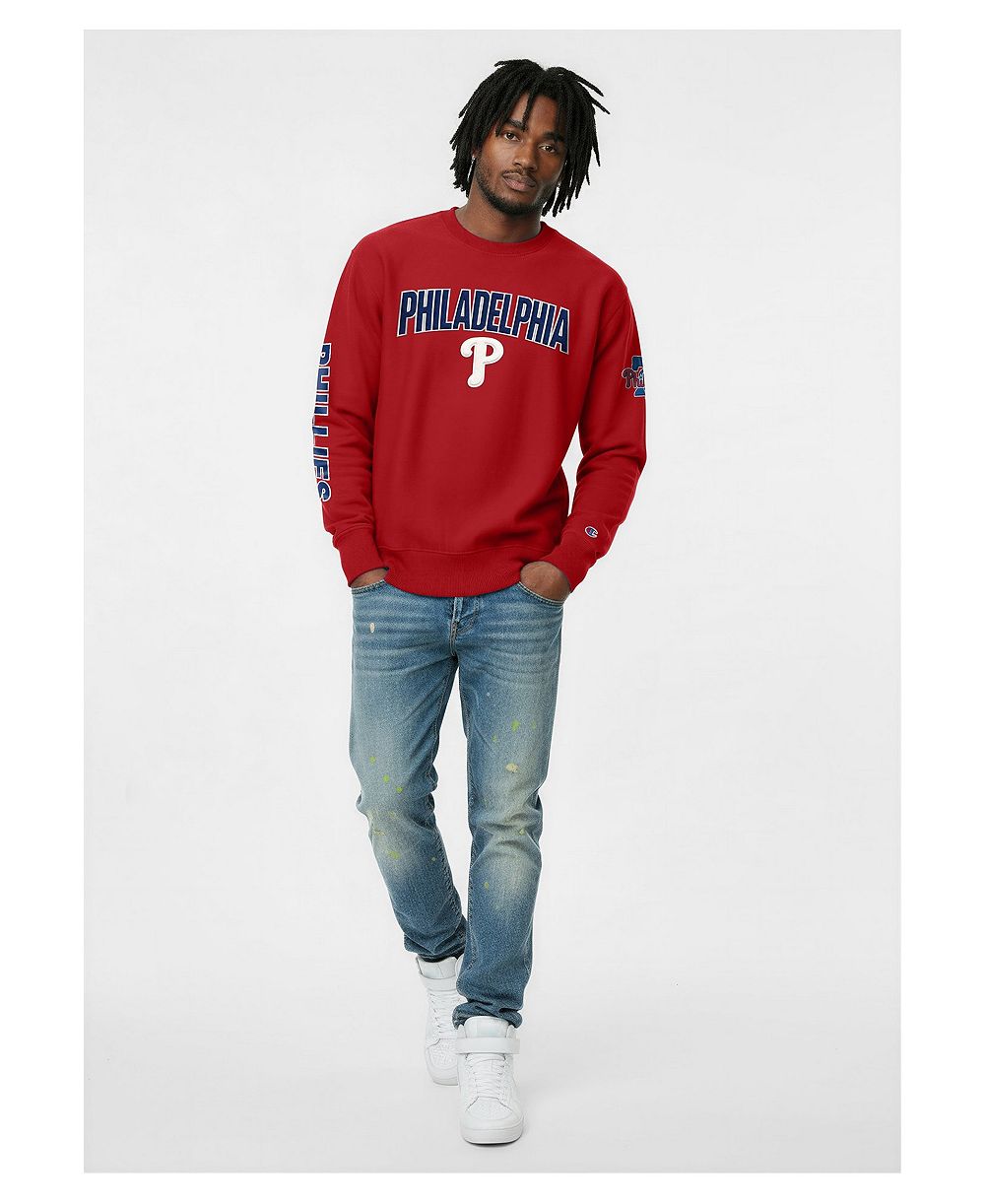 Мужское красное свитшот Champion Philadelphia Phillies Reverse Weave Chenille