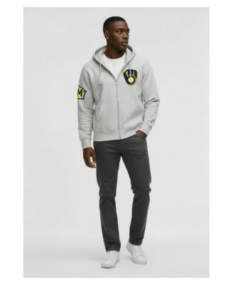 Мужское худи Champion Gray Milwaukee Brewers Reverse Weave Chenille Full-Zip