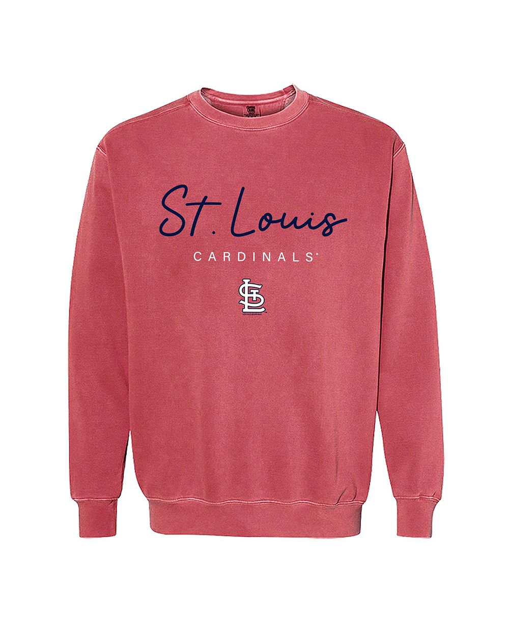 Soft As A Grape Женское красное свитшот с круглым вырезом, окрашенное пигментом, St. Louis Cardinals