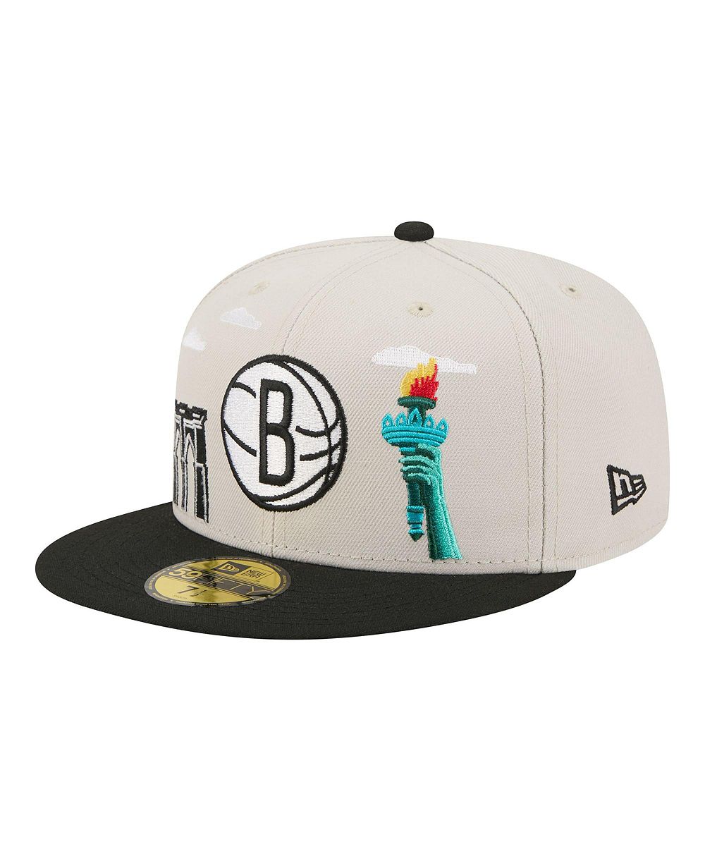 Мужская кепка New Era Tan/Black Brooklyn Nets Localized City Icon 59FIFTY Fitted Hat