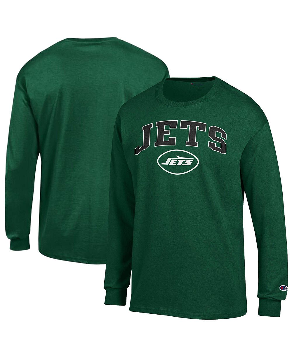 Мужская футболка Champion Green New York Jets Arch Over Logo с длинным рукавом