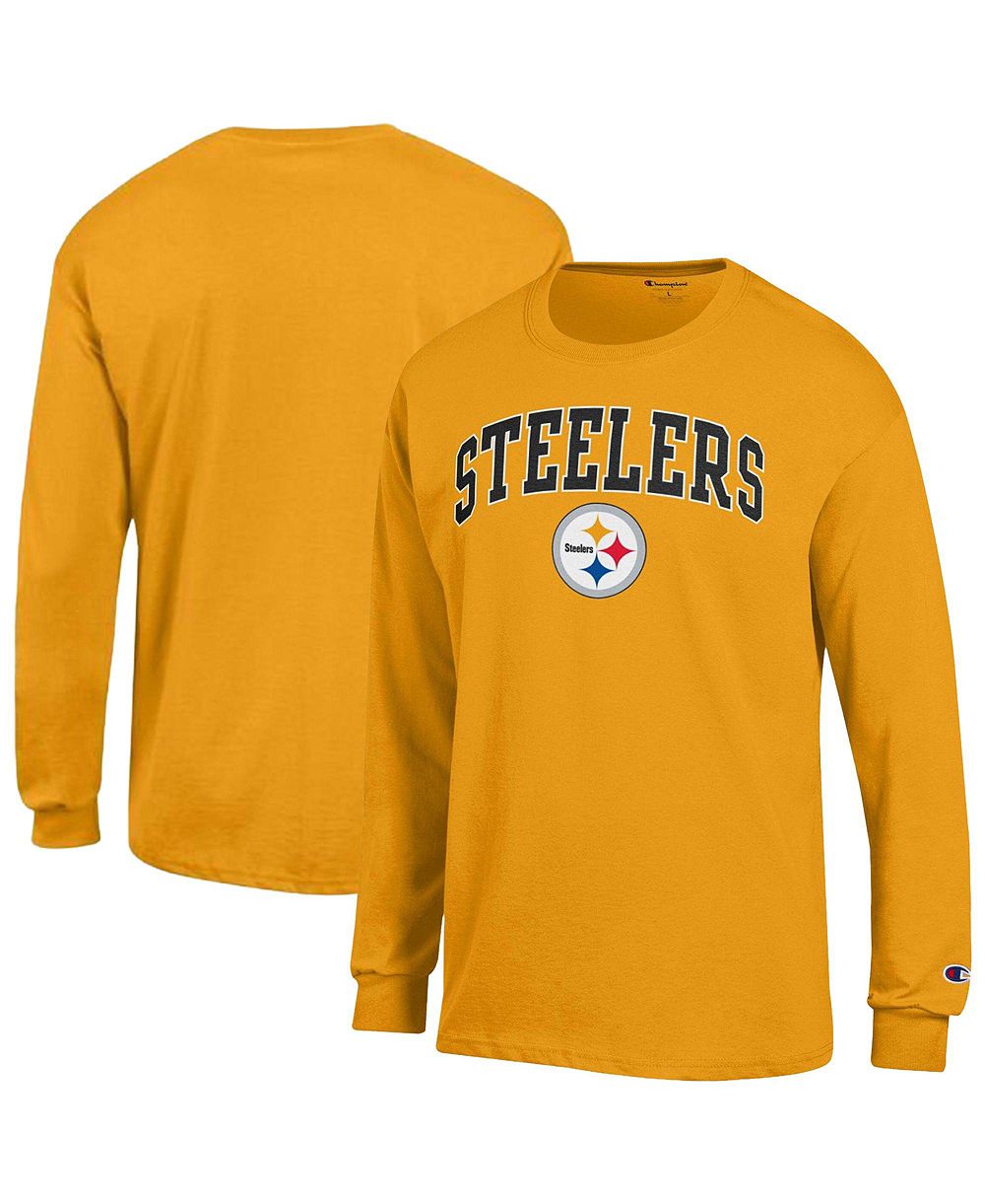 Мужская футболка Champion Gold Pittsburgh Steelers Arch Over Logo с длинным рукавом