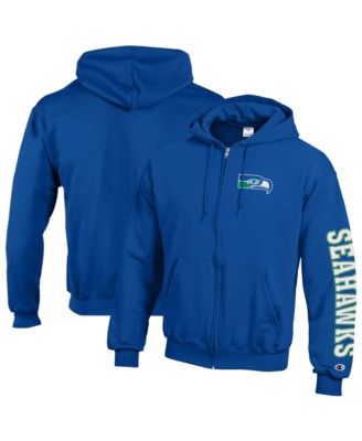 Champion Мужской Royal Seattle Seahawks Power Blend Fleece Full-Zip Hoodie
