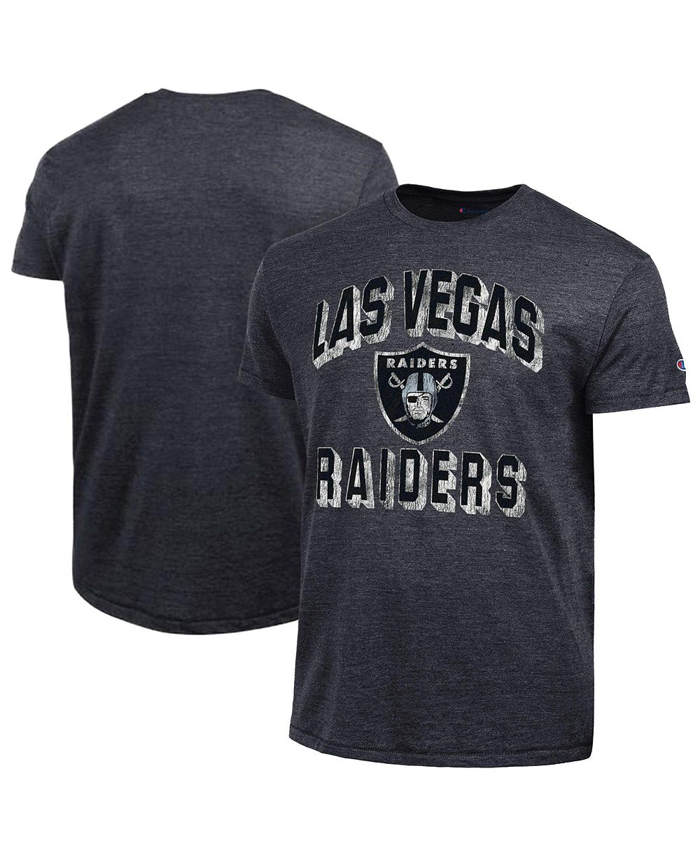 Мужская футболка Champion Heather Black Las Vegas Raiders Ultimate Tri-Blend T-Shirt