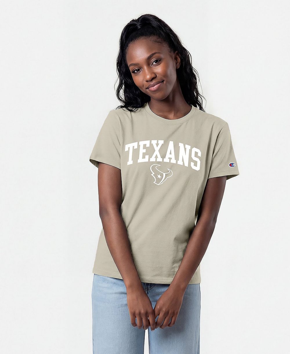 Женская футболка Champion Women's Houston Texans Cocoa Butter Crewneck Screen-Print Graphics T-Shirt