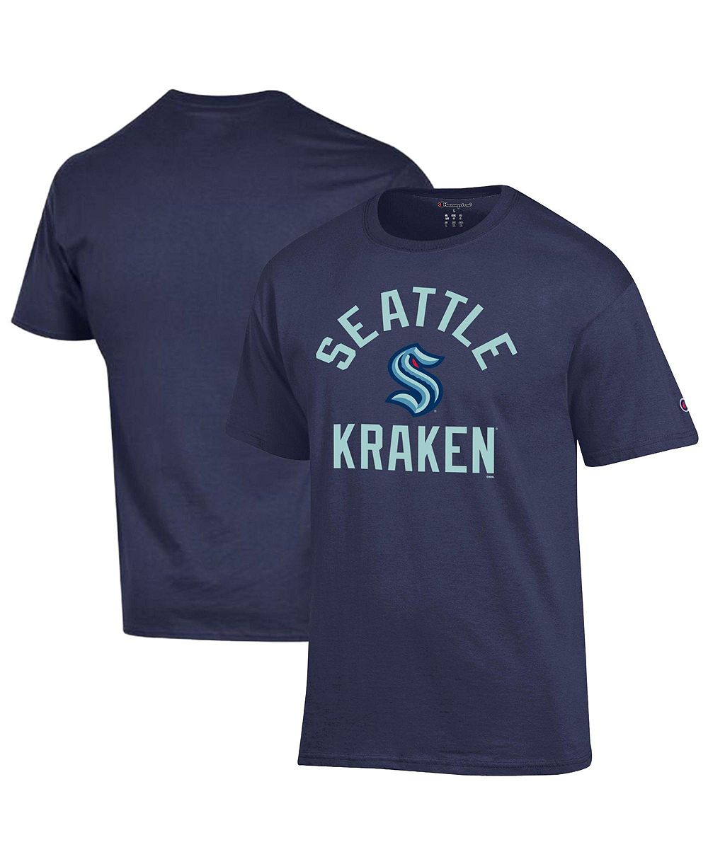 Мужская футболка Champion Deep Sea Blue Seattle Kraken Primary Logo Jersey
