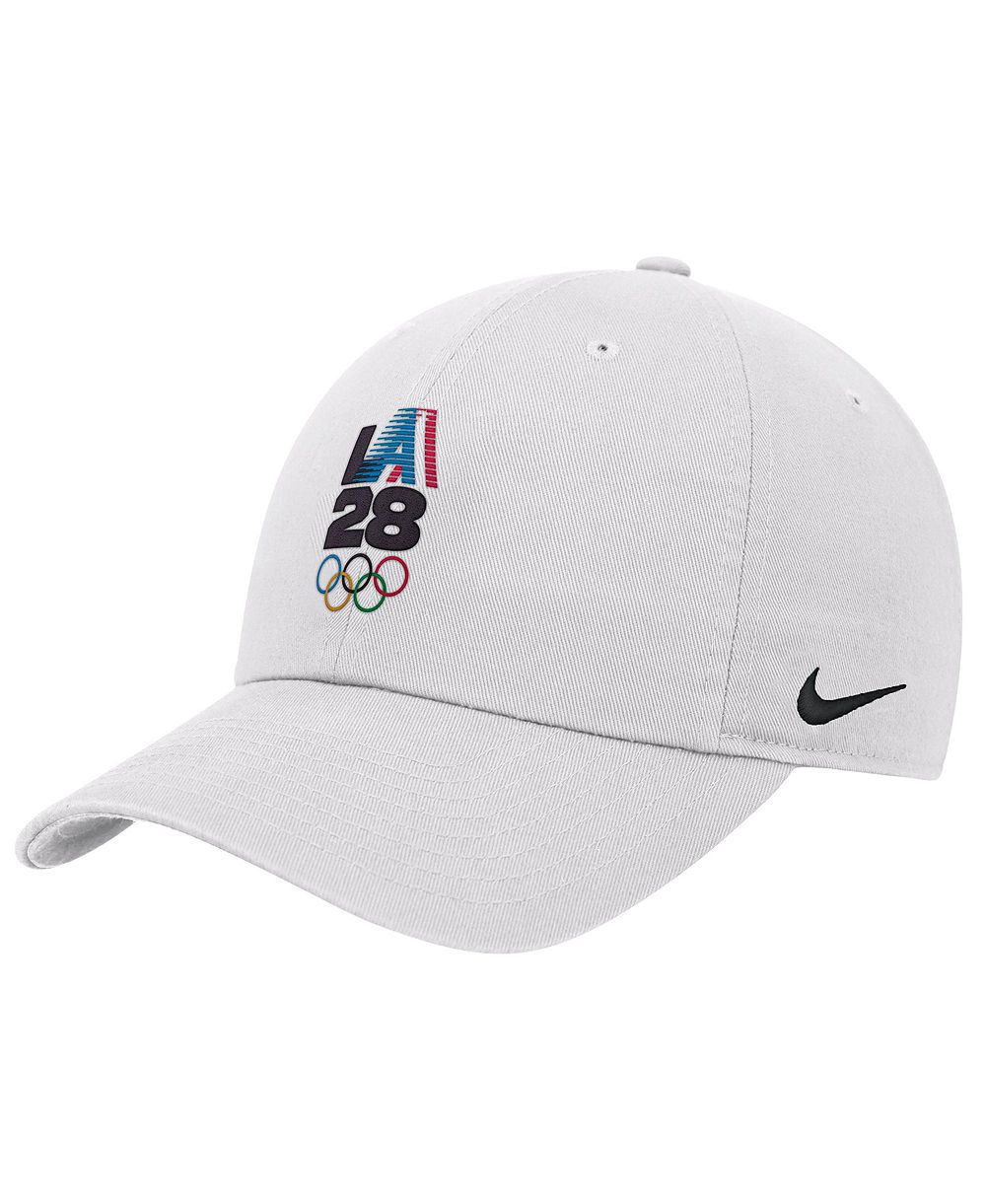 Nike Детская регулируемая белая кепка LA28 Summer Olympics Club для мальчиков старшего возраста и девочек