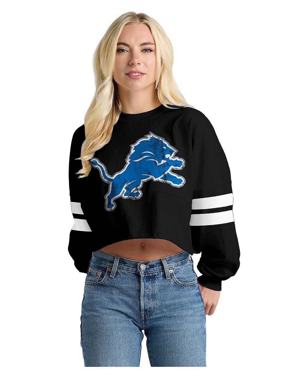 Женская укороченная футболка Spirit Jersey Detroit Lions Oversized Cropped Long-Sleeve