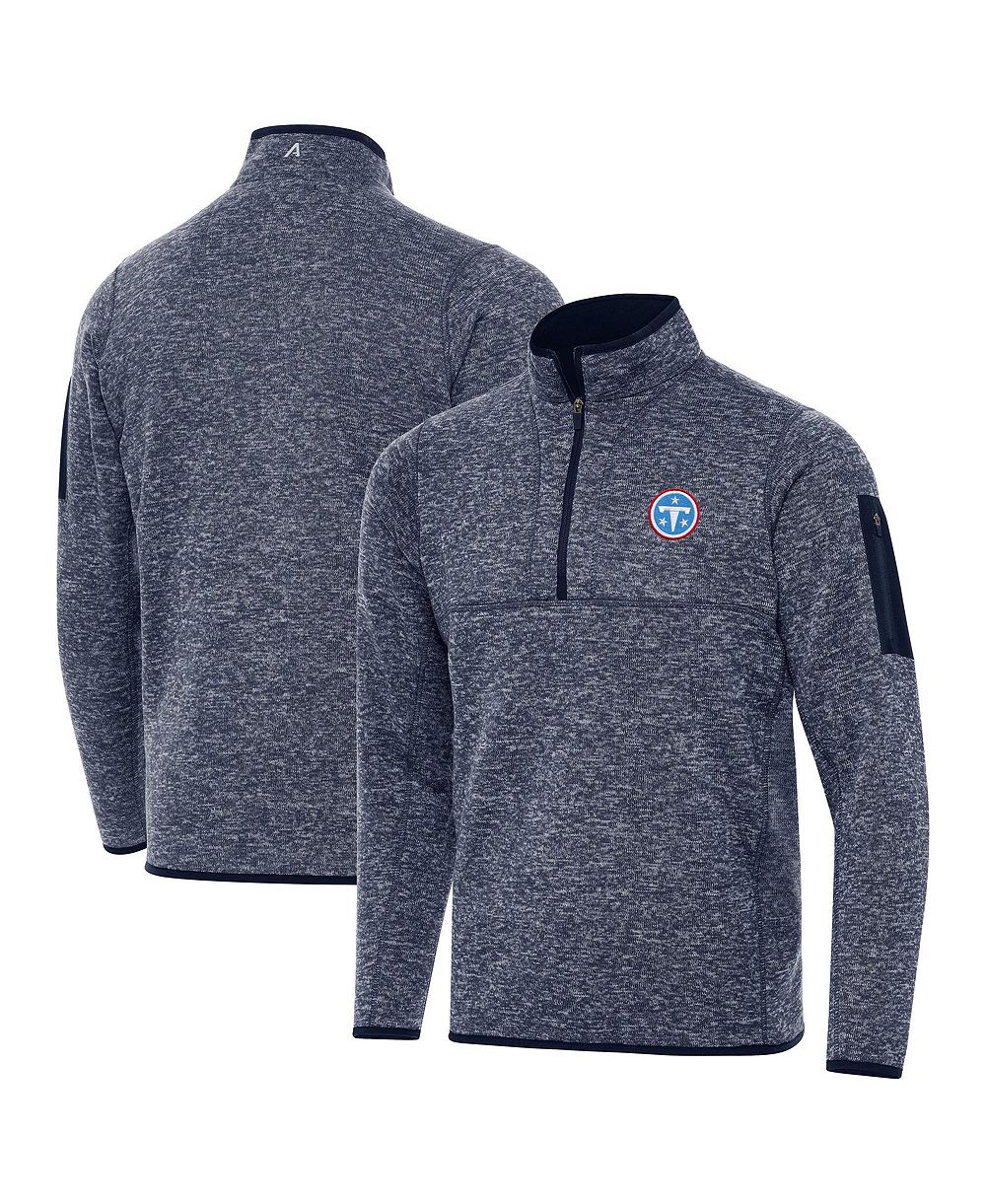 Antigua Мужской Heather Navy Tennessee Titans Fortune Quarter-Zip Pullover Sweatshirt