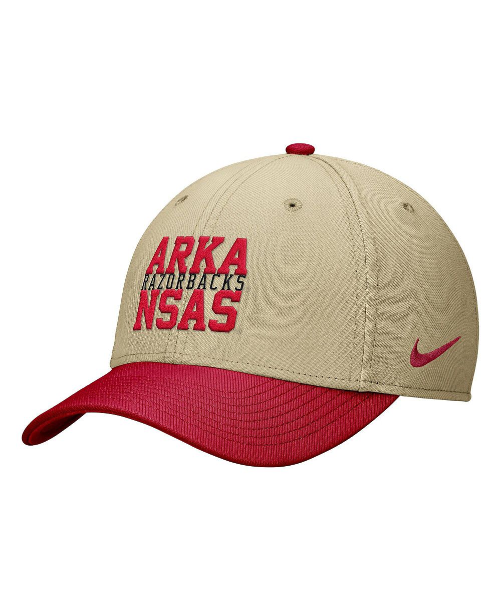 Мужская бейсболка Nike цвета бежевый/кардинал с логотипом Arkansas Razorbacks Dri-FIT SwooshFlex
