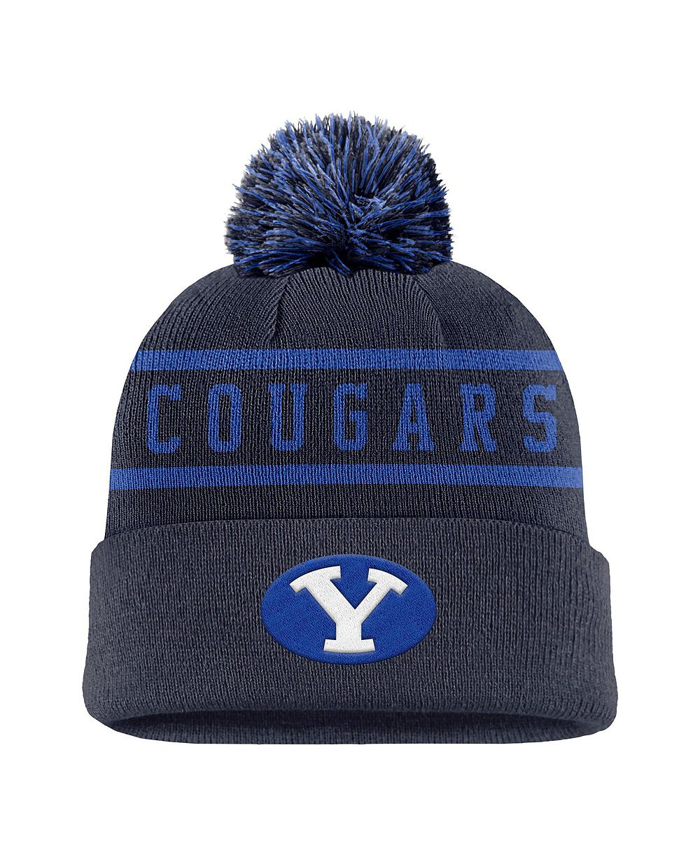 Nike Мужская темно-синяя вязаная шапка с помпоном BYU Cougars Peak Cuffed