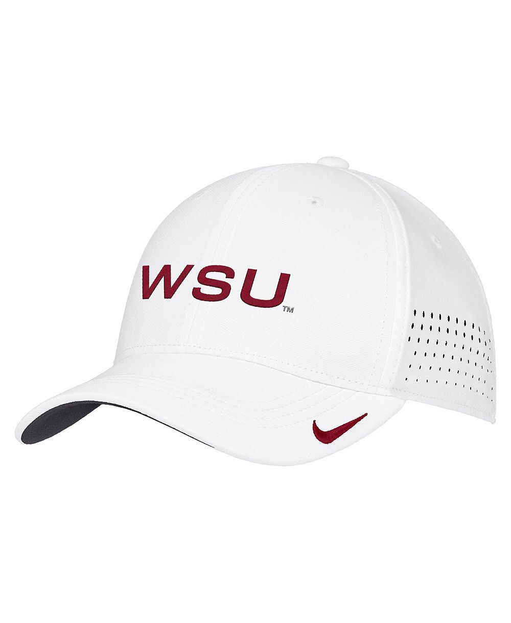 Мужская кепка Nike цвета белого с логотипом Washington State Cougars 2026 AeroBill SwooshFlex Dri-FIT