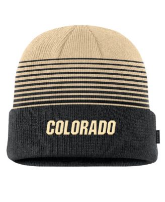 Мужская вязаная шапка Nike Black/Gold Colorado Buffaloes 2026 On-Field Gradient Terra с отворотом