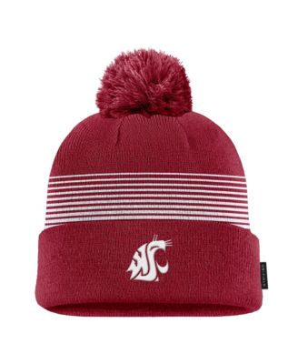 Мужская вязаная шапка Nike с помпоном и манжетой, красный цвет Washington State Cougars 2026 On-Field Peak