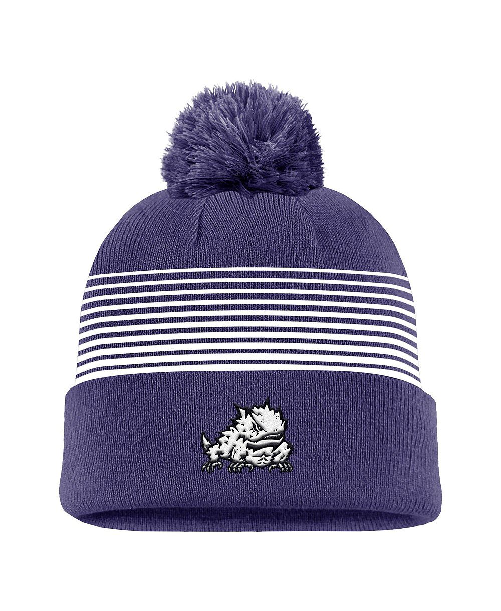 Nike Men's Purple TCU Horned Frogs 2026 On-Field Peak Cuffed Knit Hat with Pom