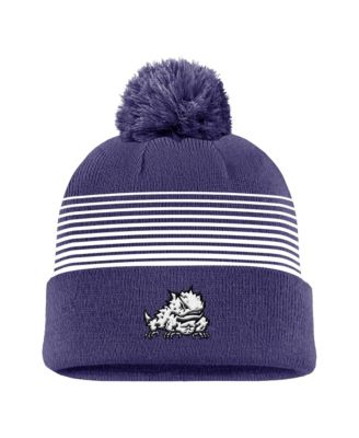 Nike Men's Purple TCU Horned Frogs 2026 On-Field Peak Cuffed Knit Hat with Pom