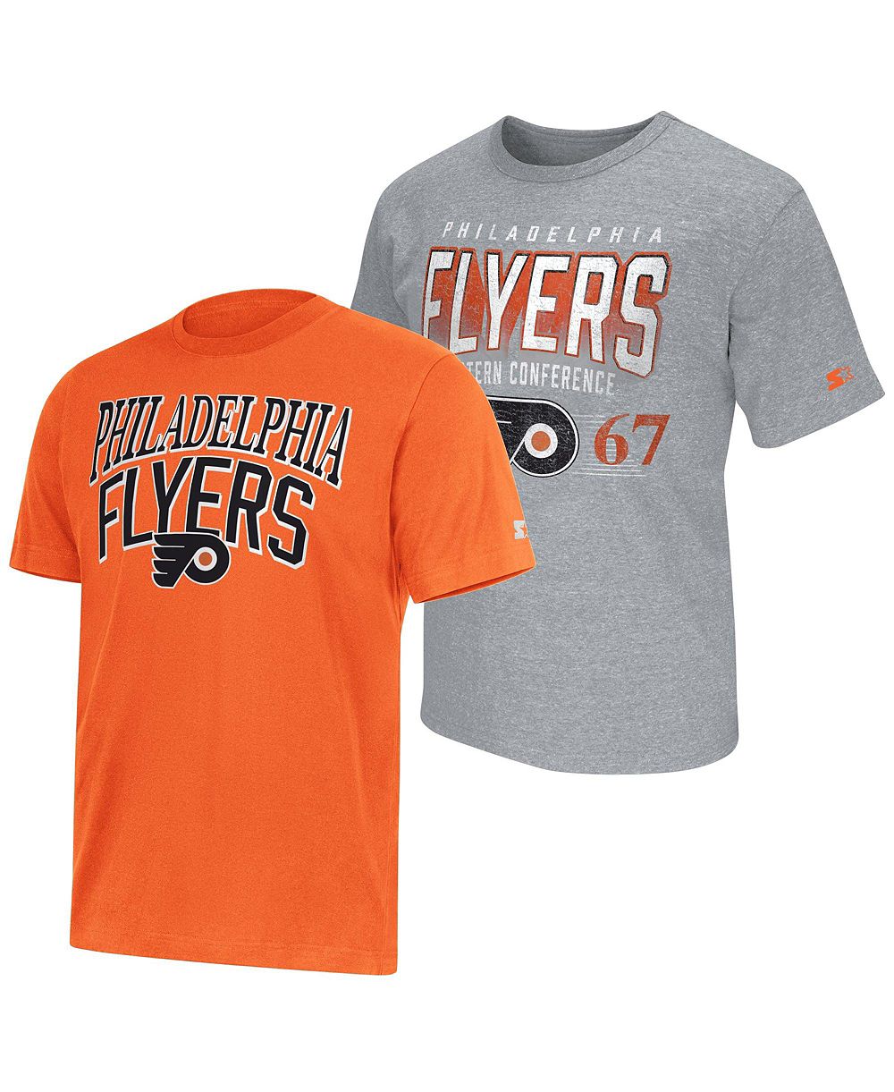 Мужской набор футболок Starter Orange/Heather Gray Philadelphia Flyers Two-Pack T-Shirt Set