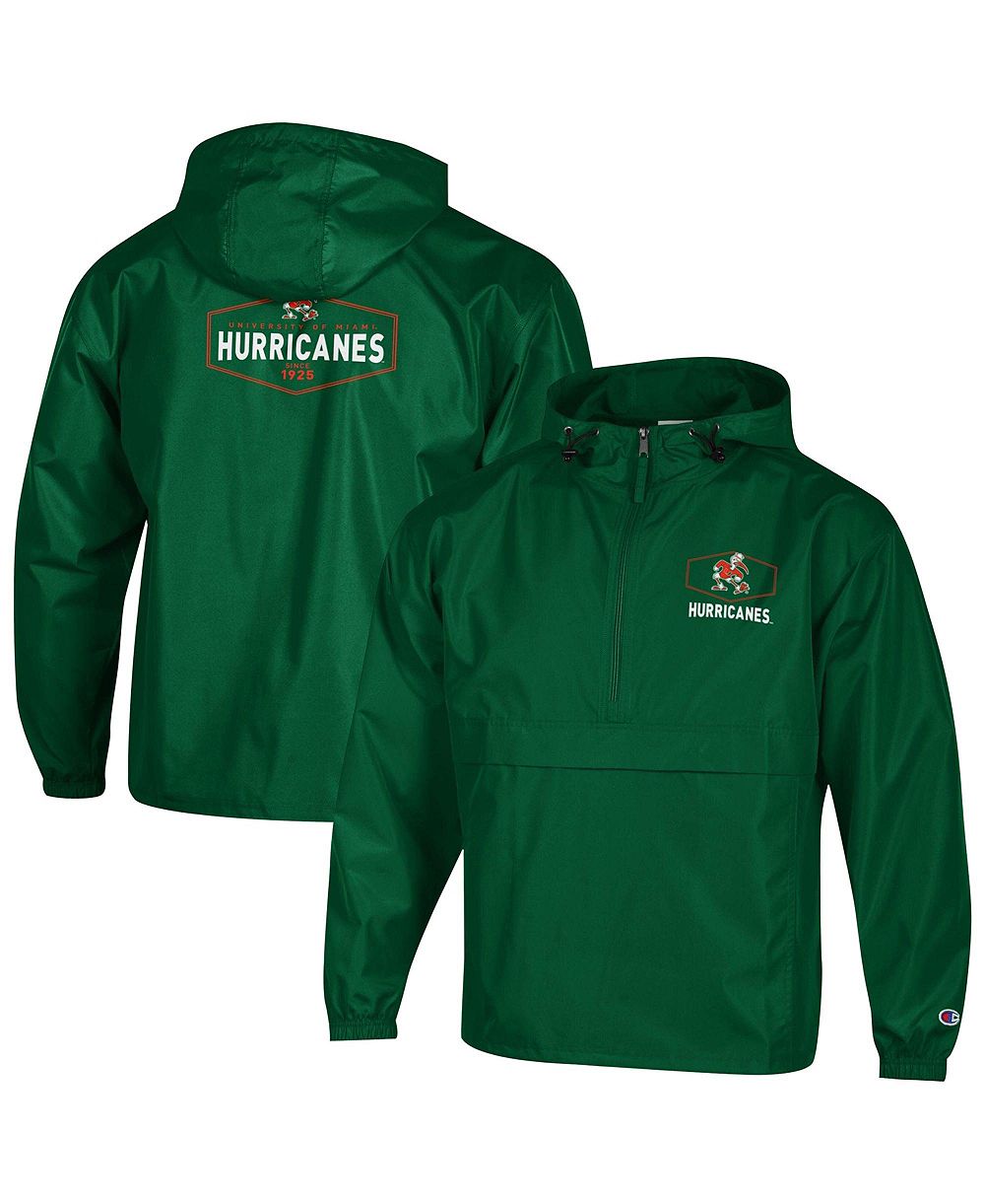 Куртка Champion Men's Green Miami Hurricanes Delay Packable Half-Zip