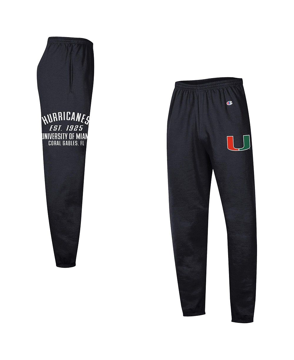 Champion Men's Black Miami Hurricanes Powerblend Banded Fleece Sweatpants