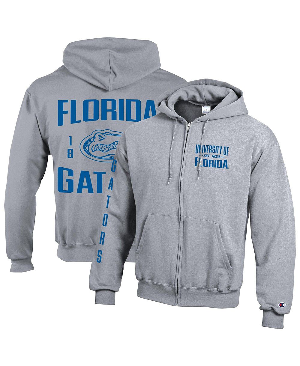 Мужское флисовое худи Champion Heather Gray Florida Gators Varsity Power Blend Full-Zip
