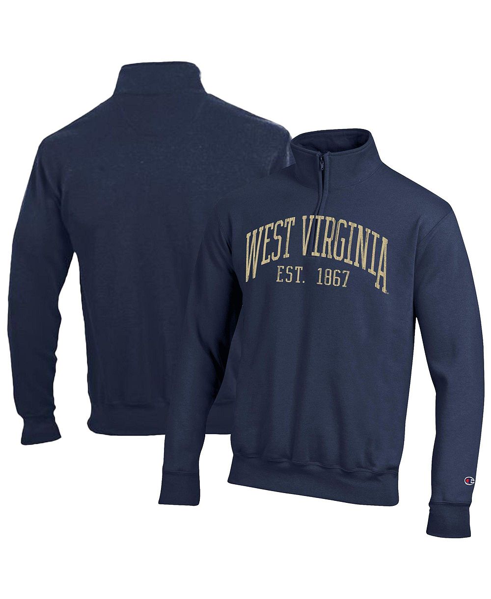Мужской свитшот Champion Navy West Virginia Mountaineers Powerblend Quarter-Zip Pullover