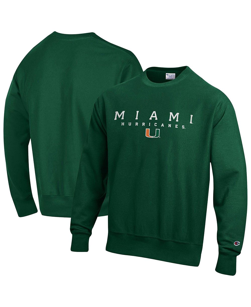 Мужской свитшот Champion Green Miami Hurricanes Relentless Reverse Weave