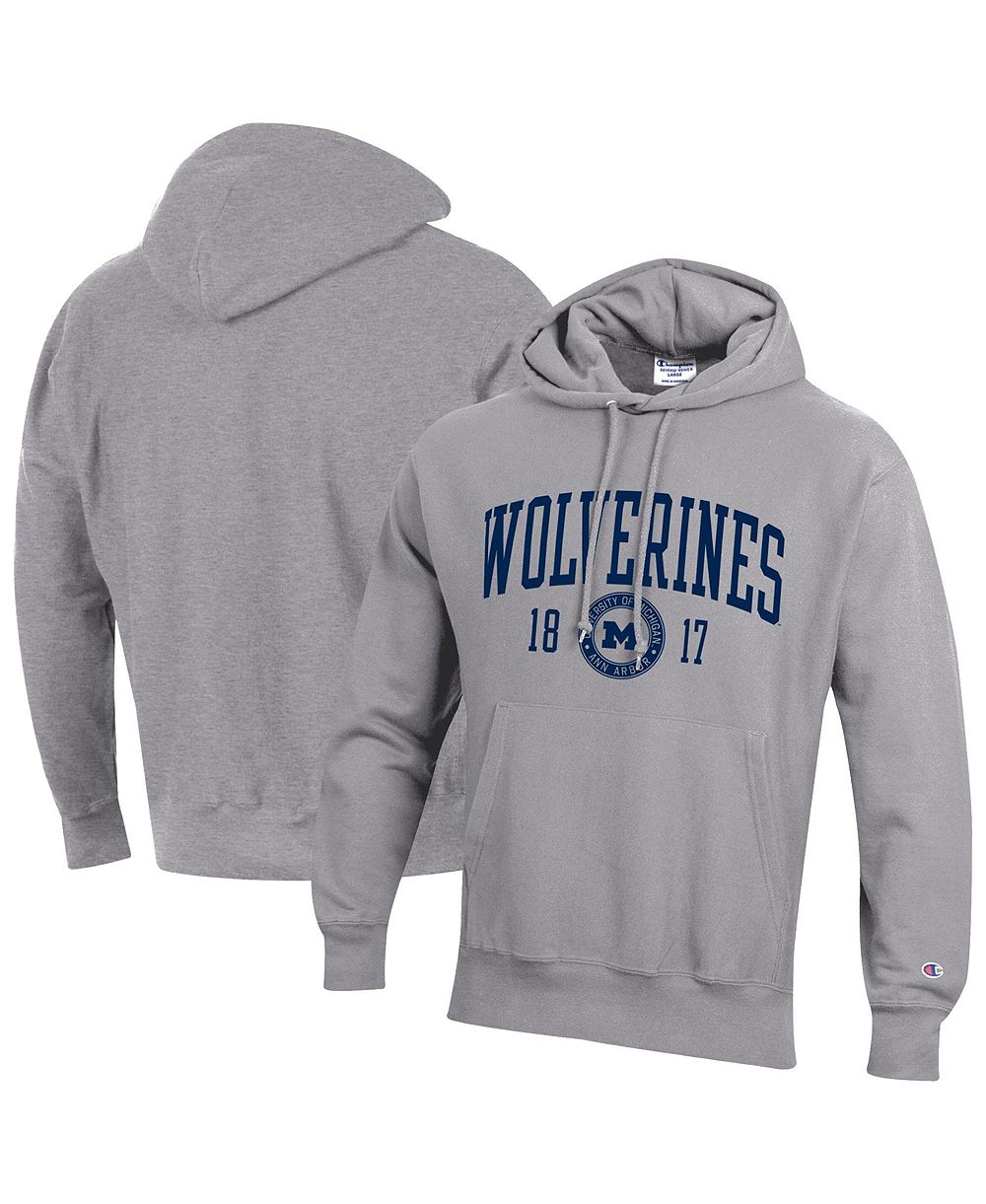 Мужское худи Champion Heather Gray Michigan Wolverines Established Reverse Weave