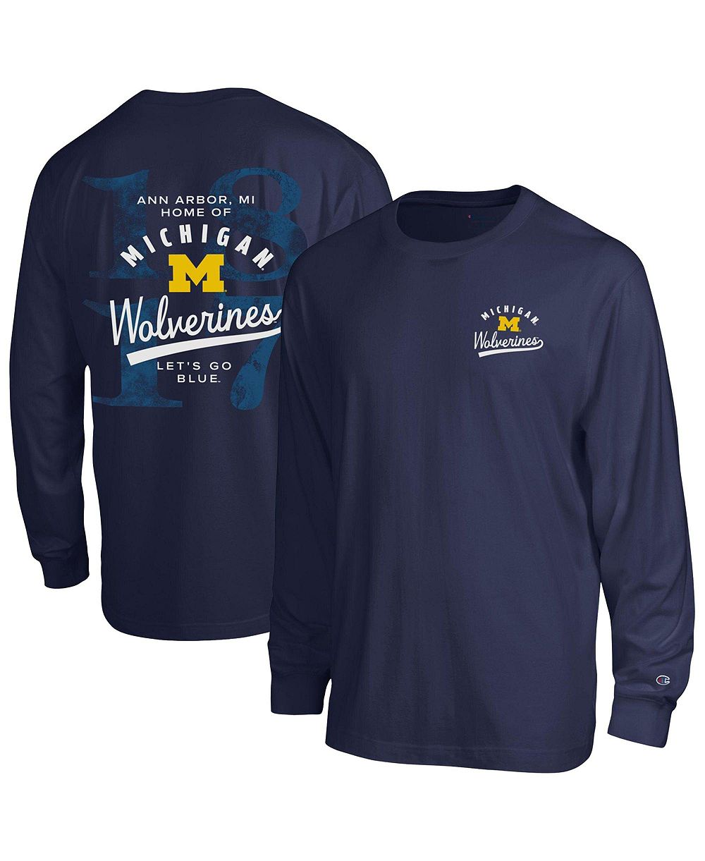 Мужская футболка Champion Navy Michigan Wolverines Laminated All-Star Long sleeves