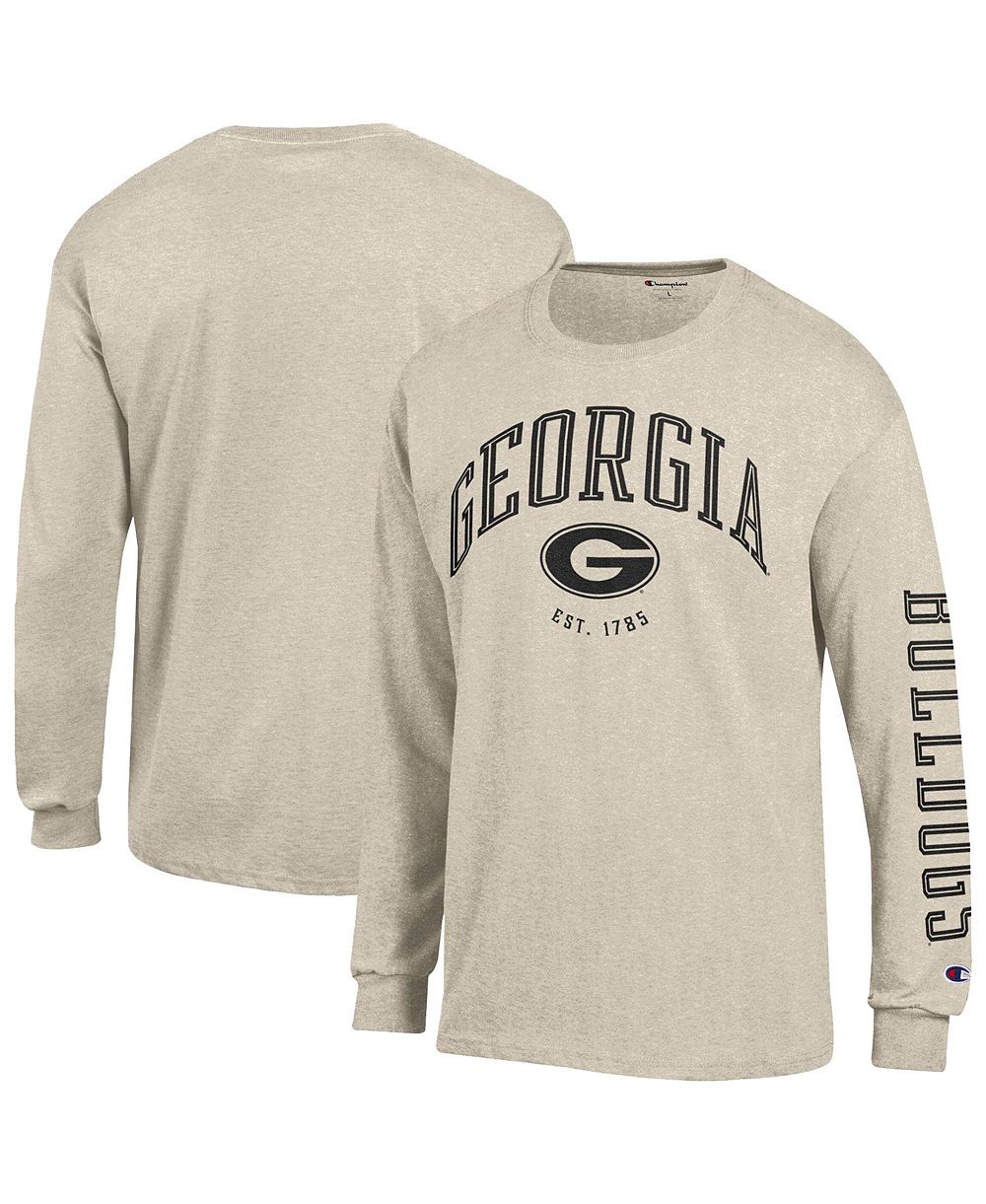 Мужская футболка Champion Heather Oatmeal Georgia Bulldogs Neutral Arch Long-Sleeve