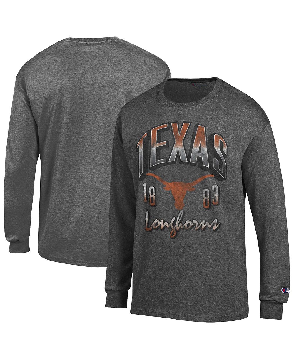 Champion Men's Heather Charcoal Texas Longhorns Bold Long-Sleeve T-Shirt