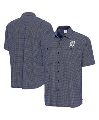 Antigua Мужская темно-синяя рубашка Detroit Tigers Mosaic Button-Up