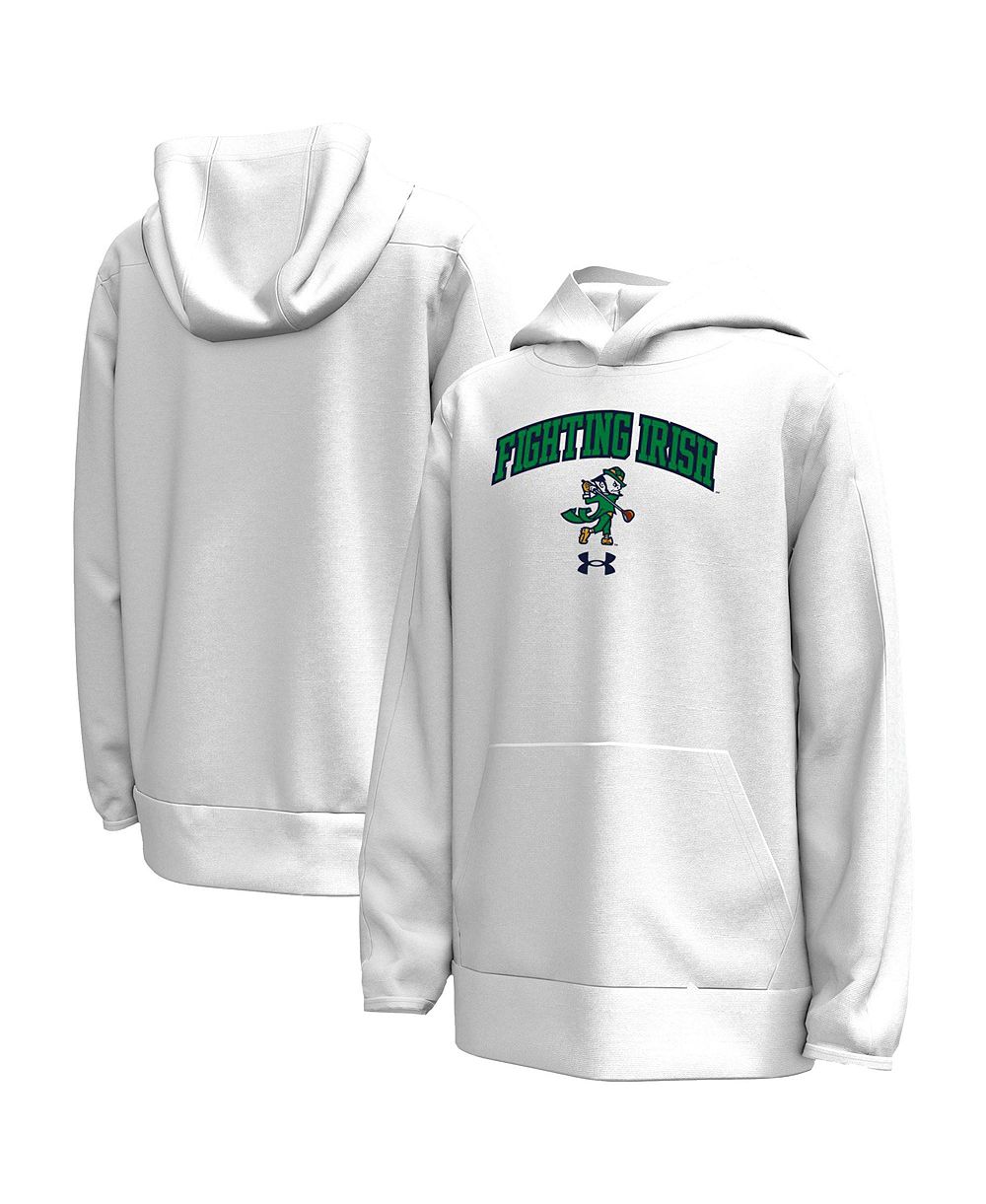 Флисовое худи Under Armour для мальчиков и девочек, белое, с принтом Notre Dame Fighting Irish