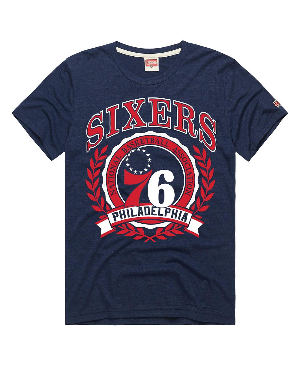 Унисекс футболка Homage из трикотажа с логотипом Philadelphia 76ers, темно-синего цвета