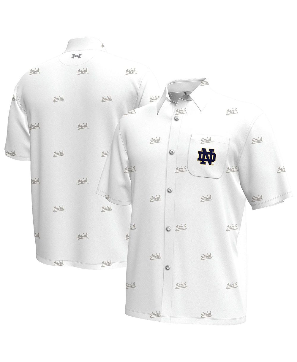Under Armour Мужская белая рубашка с Sut кнопками Notre Dame Fighting Irish