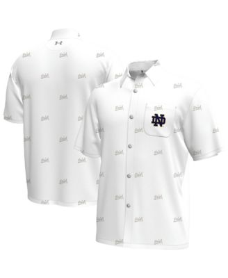 Under Armour Мужская белая рубашка с Sut кнопками Notre Dame Fighting Irish