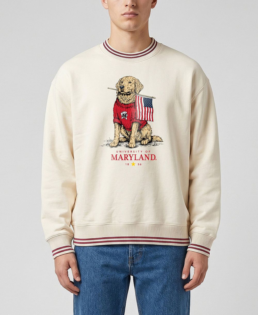 Мужской и женский свитшот Uscape Apparel Cream Maryland Terrapins Americana Good Boy Ribbed Premium
