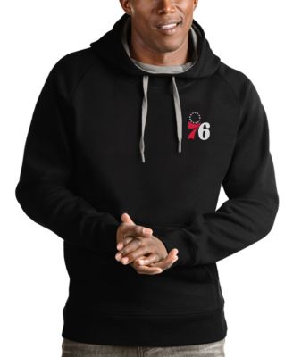 Мужское черное худи Antigua Philadelphia 76ers Victory Pullover