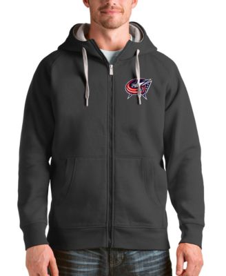 Antigua Мужской угольный худи на молнии с логотипом Columbus Blue Jackets