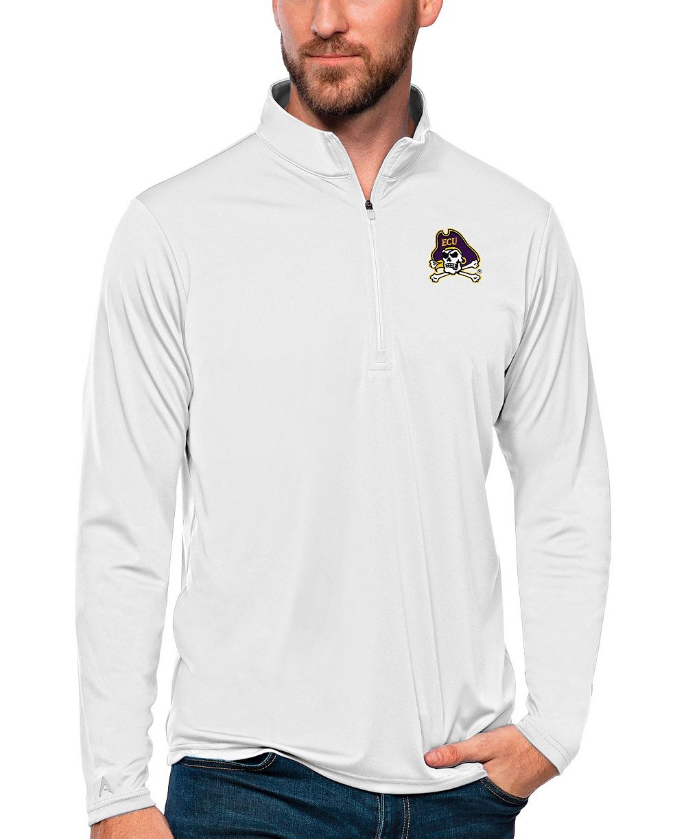 Мужская толстовка Antigua White ECU Pirates Tribute Quarter-Zip