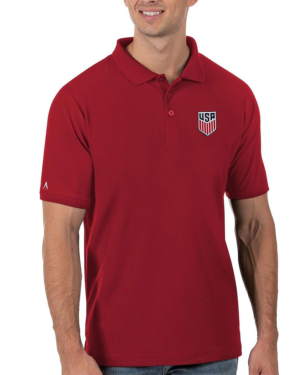 Antigua Men's Red USMNT Legacy Pique Polo Shirt
