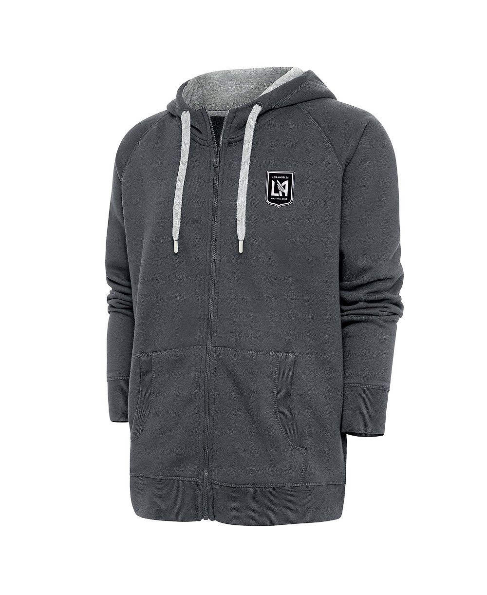 Antigua Men's Charcoal LAFC Brushed Metallic Logo Victory Full-Zip Hoodie