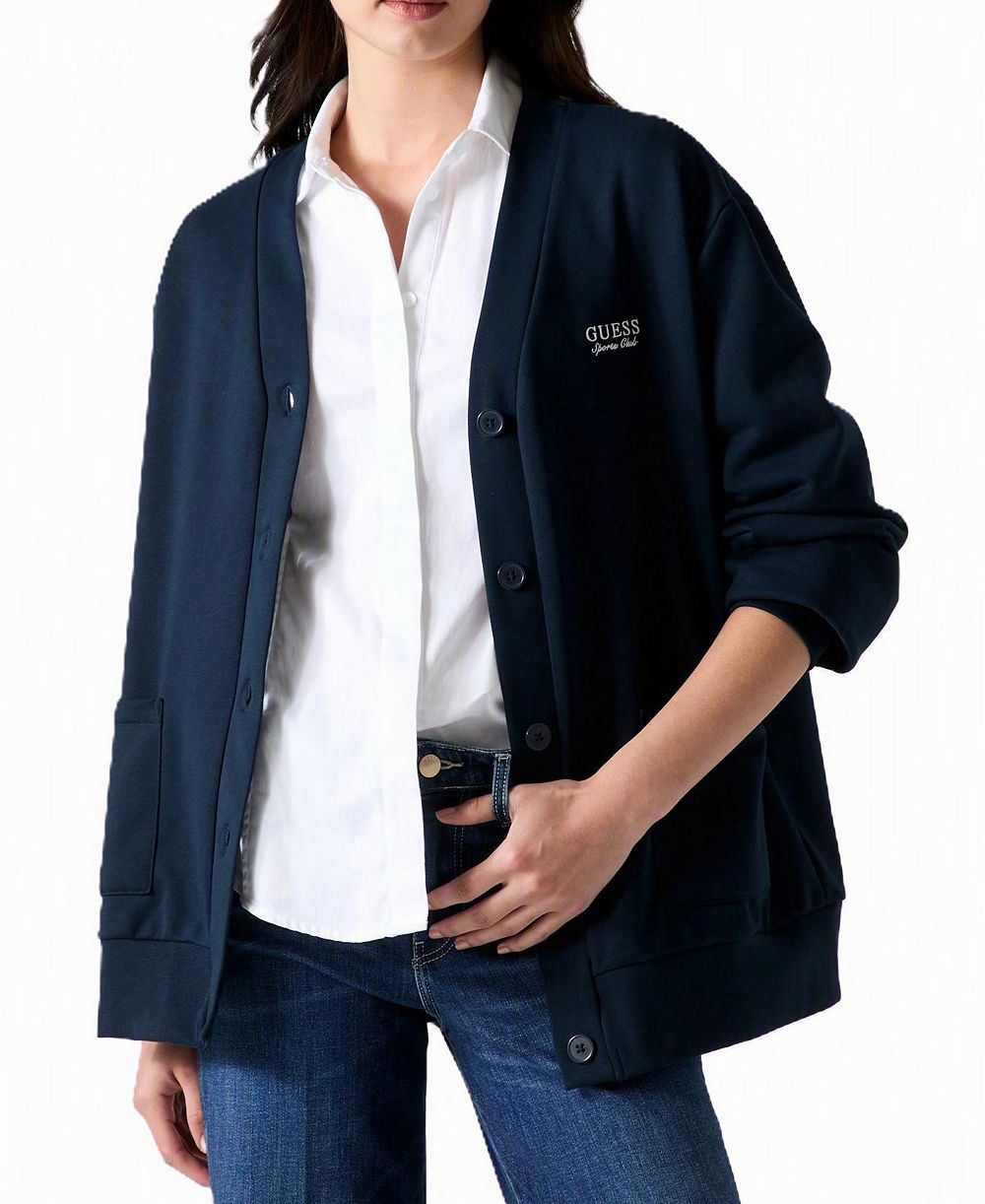 Кардиган GUESS Women's Phoebe Oversized Embroidered Logo Cotton-Blend