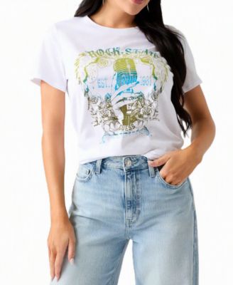 GUESS Women's Rock Star Easy Graphic Short-Sleeve Relaxed-Fit Top